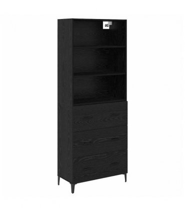 vidaXL Highboard Black Oak 69.5 x 34 x 180 cm Engineered Wood — Model: 3 drawers