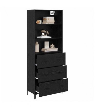 vidaXL Highboard Black Oak 69.5 x 34 x 180 cm Engineered Wood — Model: 3 drawers