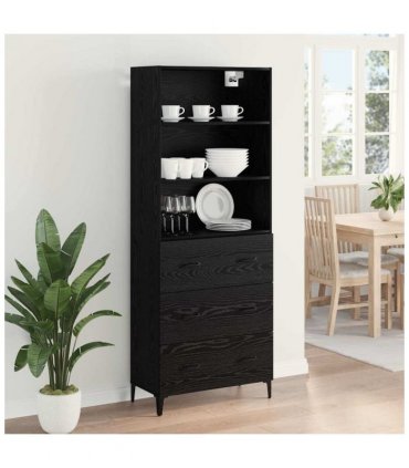 vidaXL Highboard Black Oak 69.5 x 34 x 180 cm Engineered Wood — Model: 3 drawers