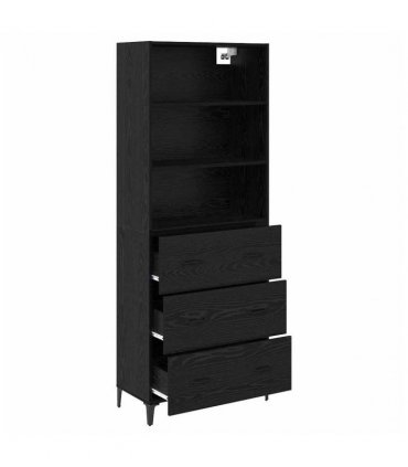 vidaXL Highboard Black Oak 69.5 x 34 x 180 cm Engineered Wood — Model: 3 drawers
