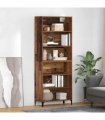 vidaXL Highboard Old Wood 69.5 x 34 x 180 cm Engineered Wood — Model: 3 shelves