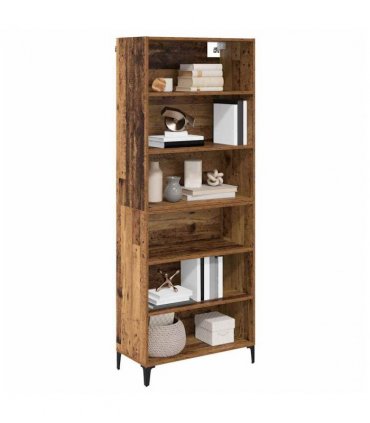 vidaXL Highboard Old Wood 69.5 x 34 x 180 cm Engineered Wood — Model: 3 shelves