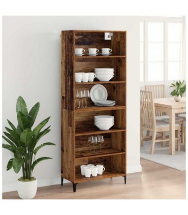 vidaXL Highboard Old Wood 69.5 x 34 x 180 cm Engineered Wood — Model: 3 shelves