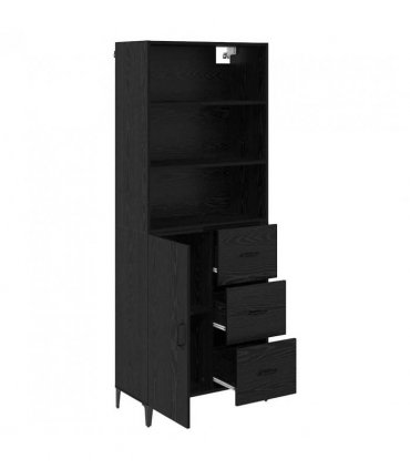 vidaXL Highboard Black Oak 69.5 x 34 x 180 cm Engineered Wood — Model: 1 door 3 drawers