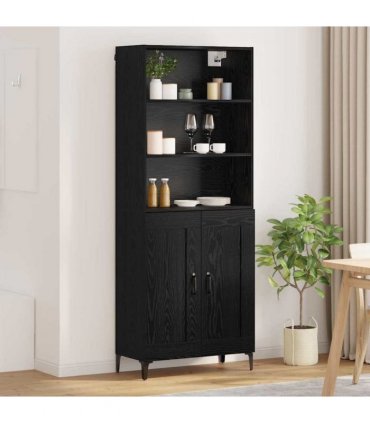 vidaXL Highboard 2 pcs Black oak Engineered Wood — Model: 2 wood doors
