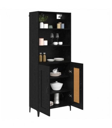 vidaXL Highboard 2 pcs Black oak Engineered Wood — Model: 2 wood doors