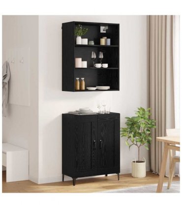 vidaXL Highboard 2 pcs Black oak Engineered Wood — Model: 2 wood doors