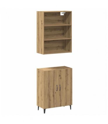 vidaXL Sideboard with Wall Cabinet Artisan Oak Engineered Wood — Model: 2 doors