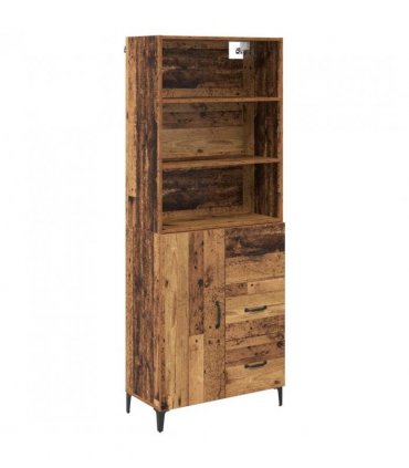vidaXL Highboard Old Wood 69.5 x 34 x 180 cm Engineered Wood — Model: 1 door 3 drawers