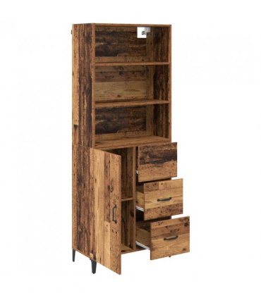 vidaXL Highboard Old Wood 69.5 x 34 x 180 cm Engineered Wood — Model: 1 door 3 drawers