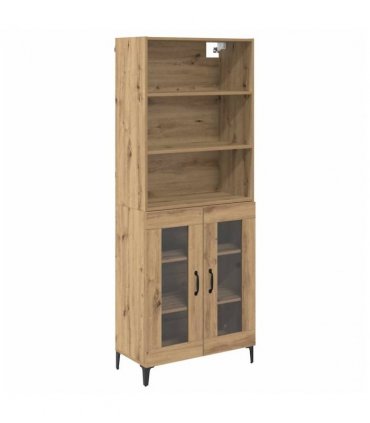 vidaXL Highboard Artisan Oak 69.5 x 34 x 180 cm Engineered Wood — Model: 2 glass doors