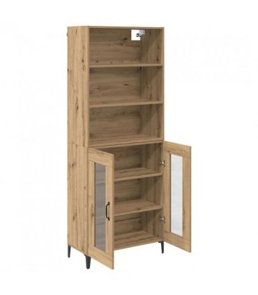 vidaXL Highboard Artisan Oak 69.5 x 34 x 180 cm Engineered Wood — Model: 2 glass doors