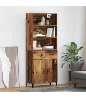 vidaXL Highboard Old Wood 69.5 x 34 x 180 cm Engineered Wood — Model: 2 doors 2 drawers