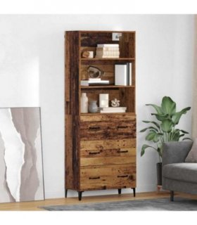 vidaXL Highboard Old Wood 69.5 x 34 x 180 cm Engineered Wood — Model: 3 drawers