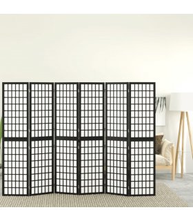 vidaXL Folding 6-Panel Room Divider Japanese Style 240x170 cm Black — Size: 240 x 170 cm