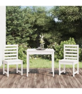 vidaXL 3 Piece Garden Bistro Set White Solid Wood Pine — Colour: white pine