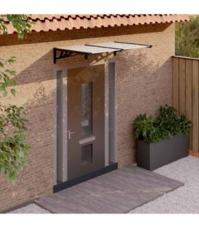vidaXL Door Canopy Black and Transparent 152.5x90 cm Polycarbonate — Size: 152.5 x 90 cm