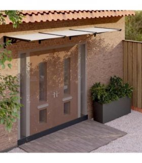 vidaXL Door Canopy Black and Transparent 358.5x90 cm Polycarbonate — Size: 358.5 x 90 cm