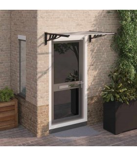 vidaXL Door Canopy Black and Transparent 122x90 cm Polycarbonate — Size: 122 x 90 cm