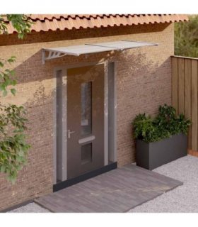 vidaXL Door Canopy Grey and Transparent 199x90 cm Polycarbonate — Size: 199 x 90 cm