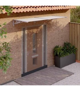 vidaXL Door Canopy Grey and Transparent 239x90 cm Polycarbonate — Size: 239 x 90 cm