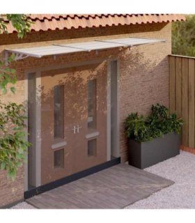 vidaXL Door Canopy Grey and Transparent 358.5x90 cm Polycarbonate — Size: 358.5 x 90 cm