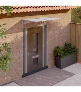 vidaXL Door Canopy Grey and Transparent 152.5x90 cm Polycarbonate — Size: 152.5 x 90 cm