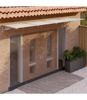 vidaXL Door Canopy Grey and Transparent 396x90 cm Polycarbonate — Size: 396 x 90 cm