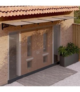 vidaXL Door Canopy Black 396x90 cm Polycarbonate — Size: 396 x 90 cm
