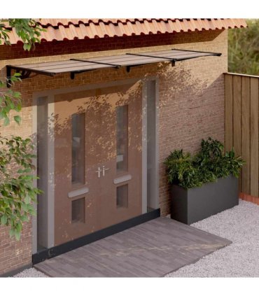 vidaXL Door Canopy Black 358.5x90 cm Polycarbonate — Size: 358.5 x 90 cm