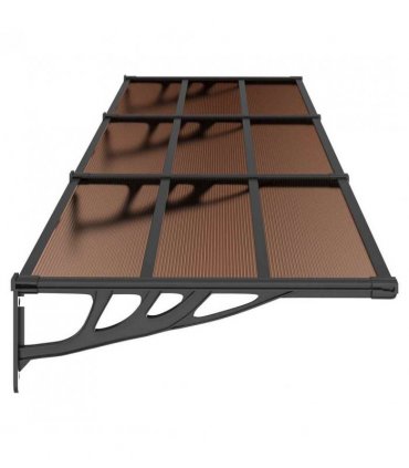 vidaXL Door Canopy Black 358.5x90 cm Polycarbonate — Size: 358.5 x 90 cm