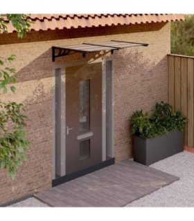 vidaXL Door Canopy Black 152.5x90 cm Polycarbonate — Size: 152.5 x 90 cm
