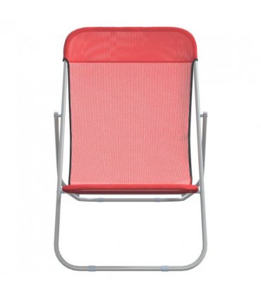 vidaXL Folding Beach Chairs 2 pcs Red Textilene&Powder-coated Steel