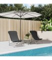 vidaXL Folding Beach Chairs 2 pcs Black Textilene&Powder-coated Steel