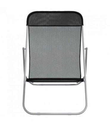 vidaXL Folding Beach Chairs 2 pcs Black Textilene&Powder-coated Steel