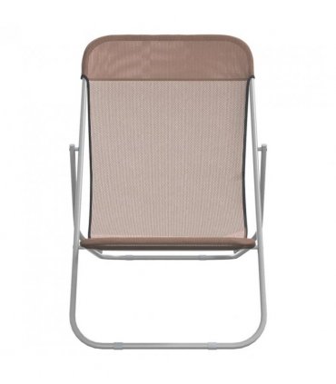 vidaXL Folding Beach Chairs 2 pcs Brown Textilene&Powder-coated Steel