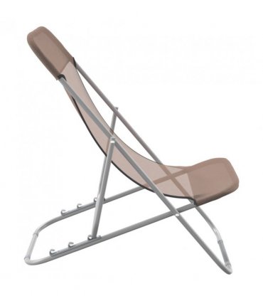 vidaXL Folding Beach Chairs 2 pcs Brown Textilene&Powder-coated Steel