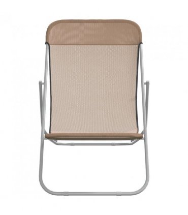 vidaXL Folding Beach Chairs 2 pcs Taupe Textilene&Powder-coated Steel