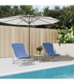 vidaXL Folding Beach Chairs 2 pcs Blue Textilene&Powder-coated Steel