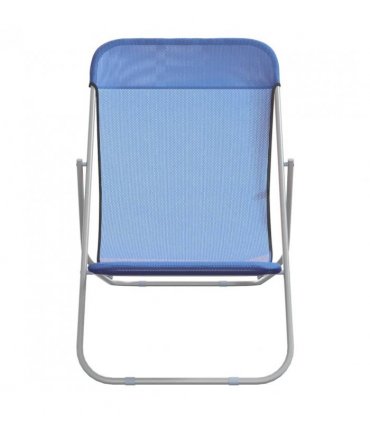 vidaXL Folding Beach Chairs 2 pcs Blue Textilene&Powder-coated Steel