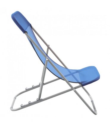 vidaXL Folding Beach Chairs 2 pcs Blue Textilene&Powder-coated Steel