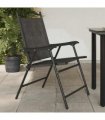 vidaXL Folding Garden Chairs 2 pcs Melange Grey Steel and Textilene — Size: 57.5 x 61 x 95 cm