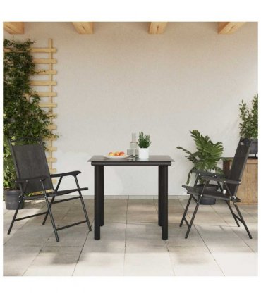 vidaXL Folding Garden Chairs 2 pcs Melange Grey Steel and Textilene — Size: 57.5 x 61 x 95 cm