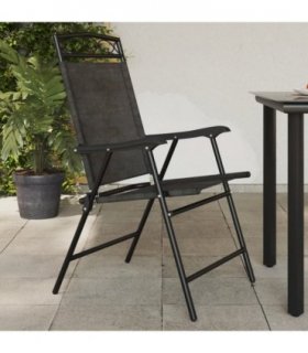 vidaXL Garden Chair | Set of 4 | Melange Grey | Textilene fabric, Steel — Size: 57.5 x 61 x 100 cm