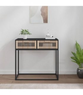 vidaXL Console Table Black 80x30x75 cm Engineered Wood and Iron