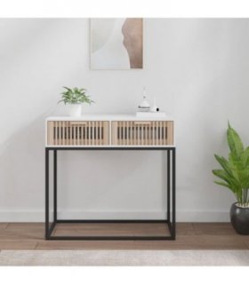 vidaXL Console Table White 80x30x75 cm Engineered Wood and Iron