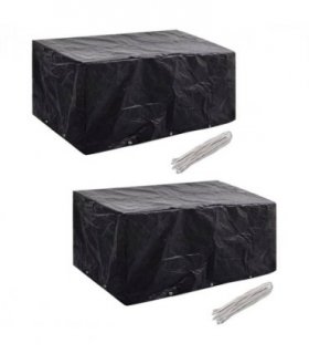vidaXL Garden Furniture Covers 2pcs 6 Person Poly Rattan 240x140cm — Size: 240 x 140 x 90 cm