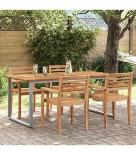 vidaXL Garden Table Grey 180 x 90 x 75 cm Solid Acacia Wood — Model: Overhanging top design