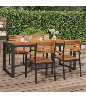 vidaXL Garden Table with U-shaped Legs 180x90x75 cm Solid Wood Acacia — Size: 180 x 90 x 75 cm