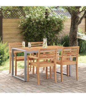 vidaXL Garden Table Grey 140 x 80 x 75 cm Solid Acacia Wood